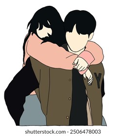 llustration vector of A couple in love. In the painting inspired by one of the scenes from a famous Korean drama.