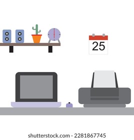 llustration vector graphic of workspace furniture. Concept flat design. Perfect for icon, sign, symbol, web, application, template, landing page, cartoon, etc.