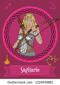 llustration vector isolated of zodiac sing, Sagittarius, Sagitario. - Vector