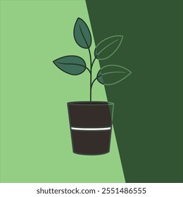 llustration vektor graphic of a green leaves in pot perfect for poster design, stickers, brochures, website and application displays