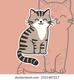 llustration vektor graphic of a smiling cat perfect for poster design, stickers, brochures, website and application displays
