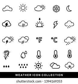 llustration of Weather icon symbol set, modern icon, outline design concept vector