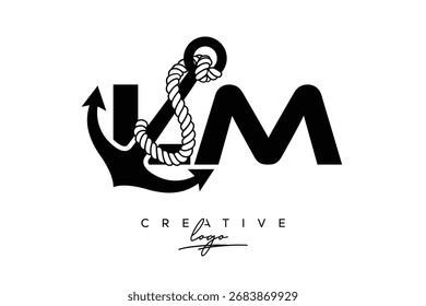 LM Creative Monogram Latte Logo mit Anker und Seildesign