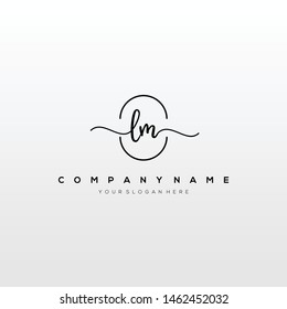 LM handwriting initial logo template vector.