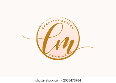 LM Handschrift Logo mit Kreis Vorlage Vektorsignatur, Hochzeit, Mode, Blumen und botanisch mit kreativen Vorlage.