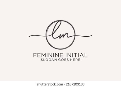 LM Handschrift Logo mit Kreis-Vorlage Vektorlogo der ersten Signatur, Hochzeit, Mode, Blumen und botanisch mit kreativen Vorlage.