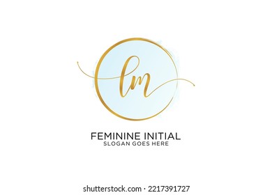 LM handwriting logo with circle template vector signature, wedding, fashion, floral and botanical with creative template.