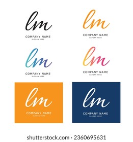LM initial handwriting letter and signature logo in different variants.
