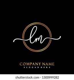 LM Initial Handwriting logo template vector