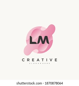 LM Elementos de plantilla de diseño de icono de logotipo de carta inicial con un arte de color ondulado.