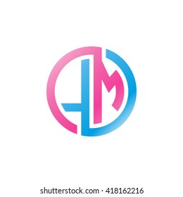 LM initial letters looping linked circle logo blue pink