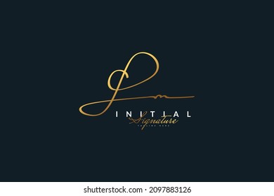 LM Initial Logo Design with Handwriting Style in Golden Gradient. Initial Signature Logo or Symbol for Wedding, Fashion, Jewelry, Boutique, Botanical, Floral and Business Identity