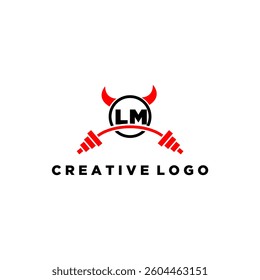 LM initial monogram for fitnes or gym logo with devil style design