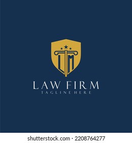 LM initial monogram lawfirm logo with pillar and shield design