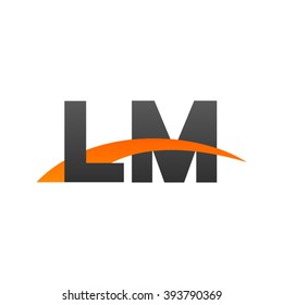 LM initial overlapping swoosh letter logo black orange