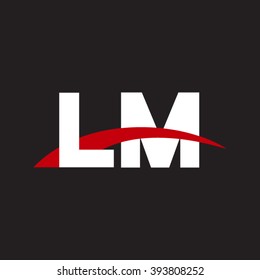LM initial overlapping swoosh letter logo white red black background