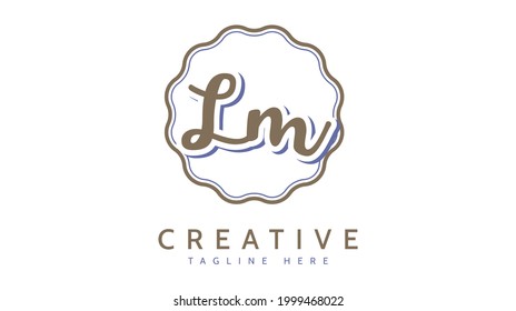 LM Initials, handwriting logo vector