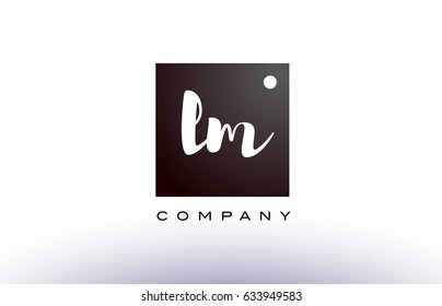 LM L M black white handwritten handwriting alphabet company letter logo square design template dot dots creative abstract