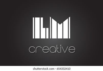 LM L M Creative Letter Logo Design With White and Black Lines.