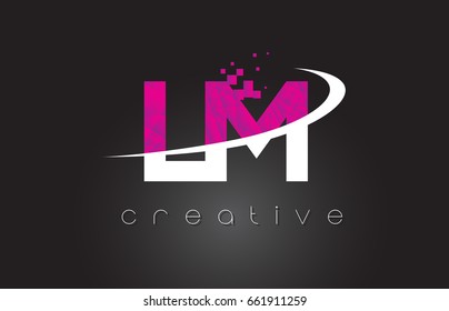 LM L M Creative Letters Design. White Pink Letter Vector Illustration.
