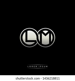 LM L M initial letter linked circle capital monogram logo modern template silver color edition