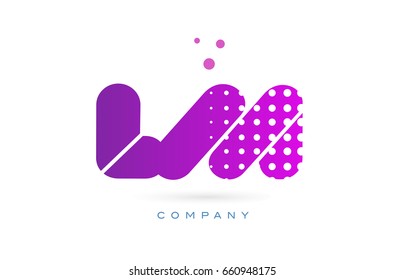lm l m pink dots dotted letter logo alphabet creative company vector icon design template