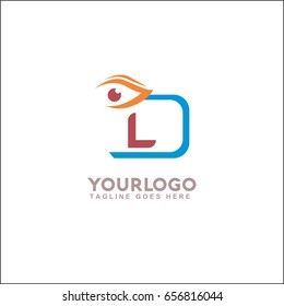 LM letter initial with eyes logo in orange & blue color