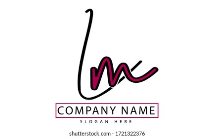 LM letter Initial handwriting logo. m letter color can be changed.