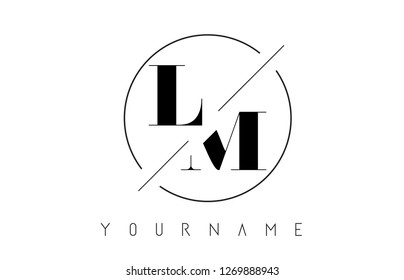 LM Letter Logo with Cutted and Intersected Design and Round Frame Vector Illustration