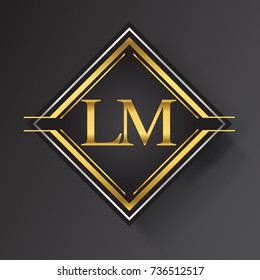 LM Letter logo in a square shape gold and silver colored geometric ornaments.