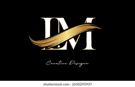 LM Letter Monogram Logo – Elegant Gold Brush Stroke Letter mark for Luxury Branding, Fashion, Boutique  Premium Identity Design
