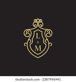 Logotipo inicial de la línea LM vintage en un diseño profesional de alta calidad que se imprimirá en cualquier medio de impresión