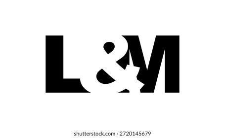Diseño del logotipo de LM en estilo atrevido. Símbolo de identidad blanco y negro. Emblema de tipografía moderna. Icono de marca Corporativa. Mínima Plantilla de negocio.