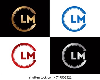 LM Logo. Letter Design Vector with Red and Black Gold Silver Colors
