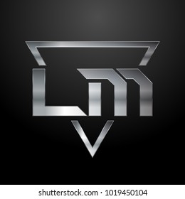 LM Logo, Metal Logo, Silver Logo, Monogram, Polygon
