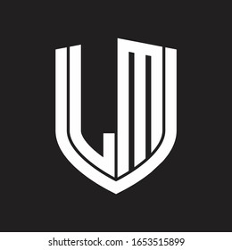 LM Logo monogram with emblem shield design isolated on black background