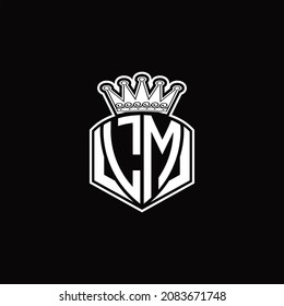 LM Logo monogram with luxury emblem shape and crown design template on black background