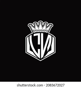 LM Logo monogram with luxury emblem shape and crown design template on black background