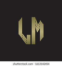 LM Logo monogram outline style linked isolated with gold colors