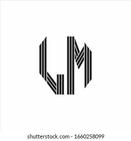 LM Logo monogram outline style linked isolated on white background