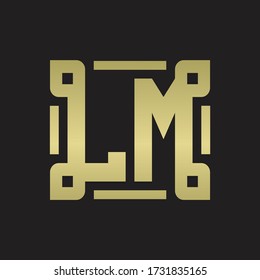 LM Logo monogram with piece line art design template