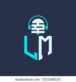 LM Microphone Logo Design for Audio, Music, and Podcast Branding - Letter LM Logo Professional Vector Illustration for Creative Industries