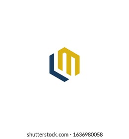 LM or ML unique monogram style logo design with blue and grey.