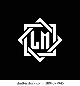 LM monogram logo with abstract square around design template