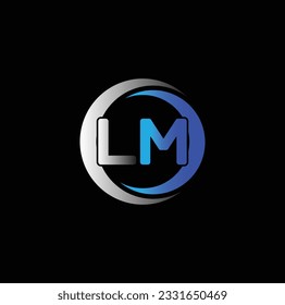 LM shape logo  illustration vector art. LM L M Letter Logo Design with Swoosh and Black Lines. Modern Creative zebra lines Letters Vector Logo.