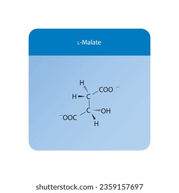 L-malate Dicarboxylic Acid - intermediate in energy metabolism Molecular structure skeletal formula on blue background.