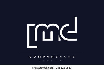 Diseño de logotipo de carta abstracta LMD. Diseño moderno del logotipo del negocio con tipografía Abstractas y estilo contemporáneo
