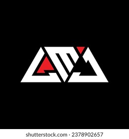 LMJ triangle letter logo design with triangle shape. LMJ triangle logo design monogram. LMJ triangle vector logo template with red color. LMJ triangular logo Simple, Elegant, and Luxurious design.
