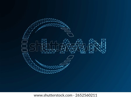 LMN low poly letter logo vector design. LMN lower poly logo design. Low poly logo.