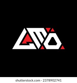 LMO triangle letter logo design with triangle shape. LMO triangle logo design monogram. LMO triangle vector logo template with red color. LMO triangular logo Simple, Elegant, and Luxurious design.